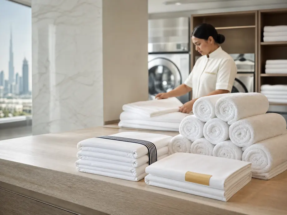 Orderly professional linen workspace